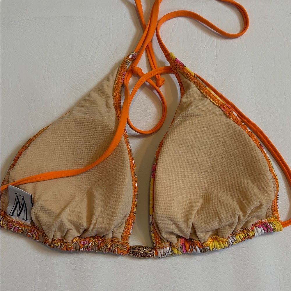 W Swim Bikini Top Orange Pink size Medium New with Tags. - Picture 6 of 7